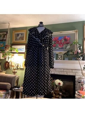 Vintage dress Willi of California semi sheer black white polka dot dress